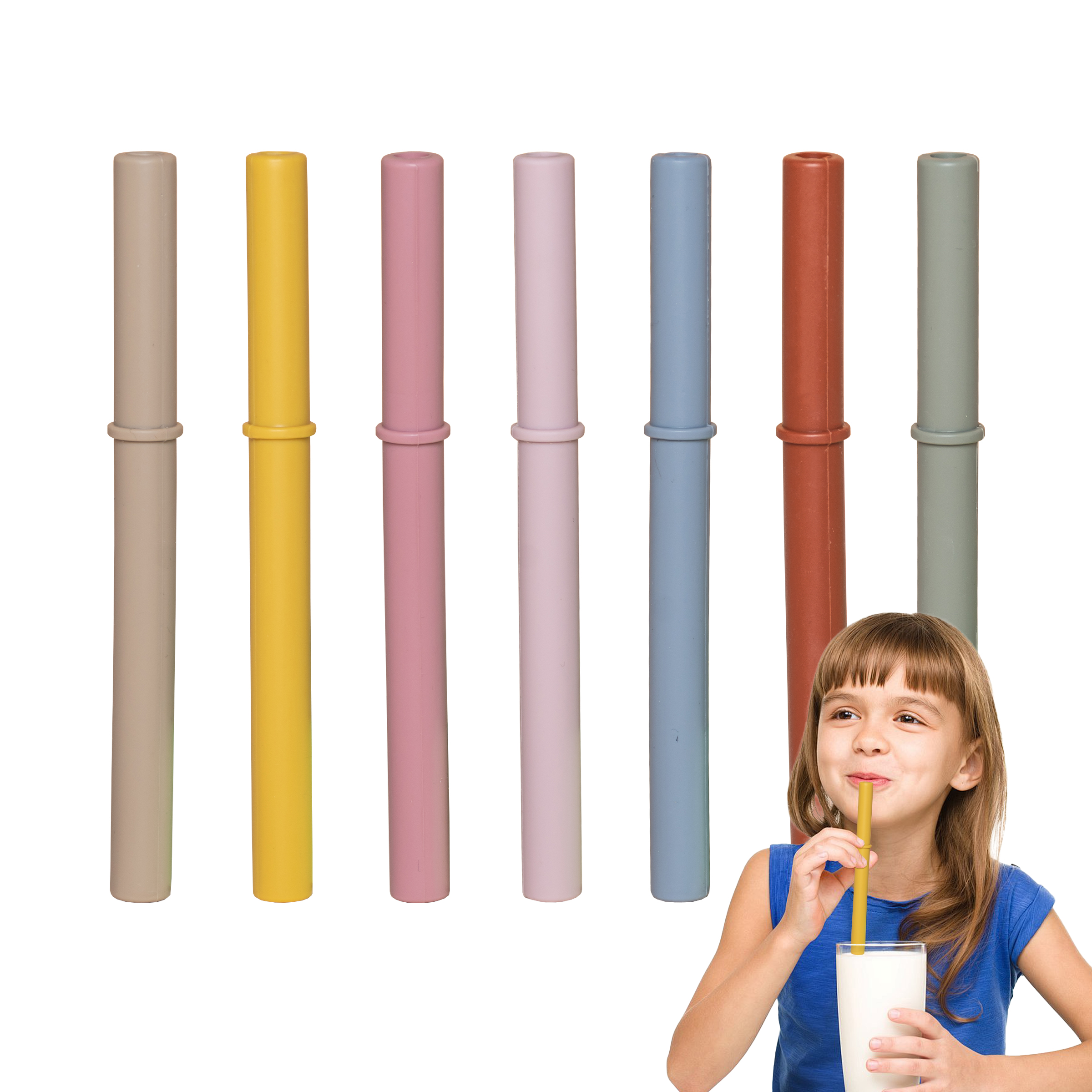 Baby Food Thermos - Morandi Color Silicone Straw, Food-Grade Baby