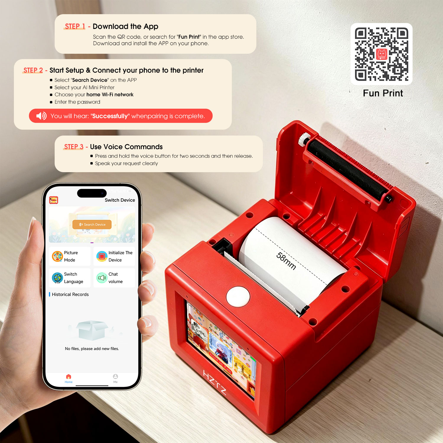 Baby Food Label - Smart Portable Printer, AI Voice Command,