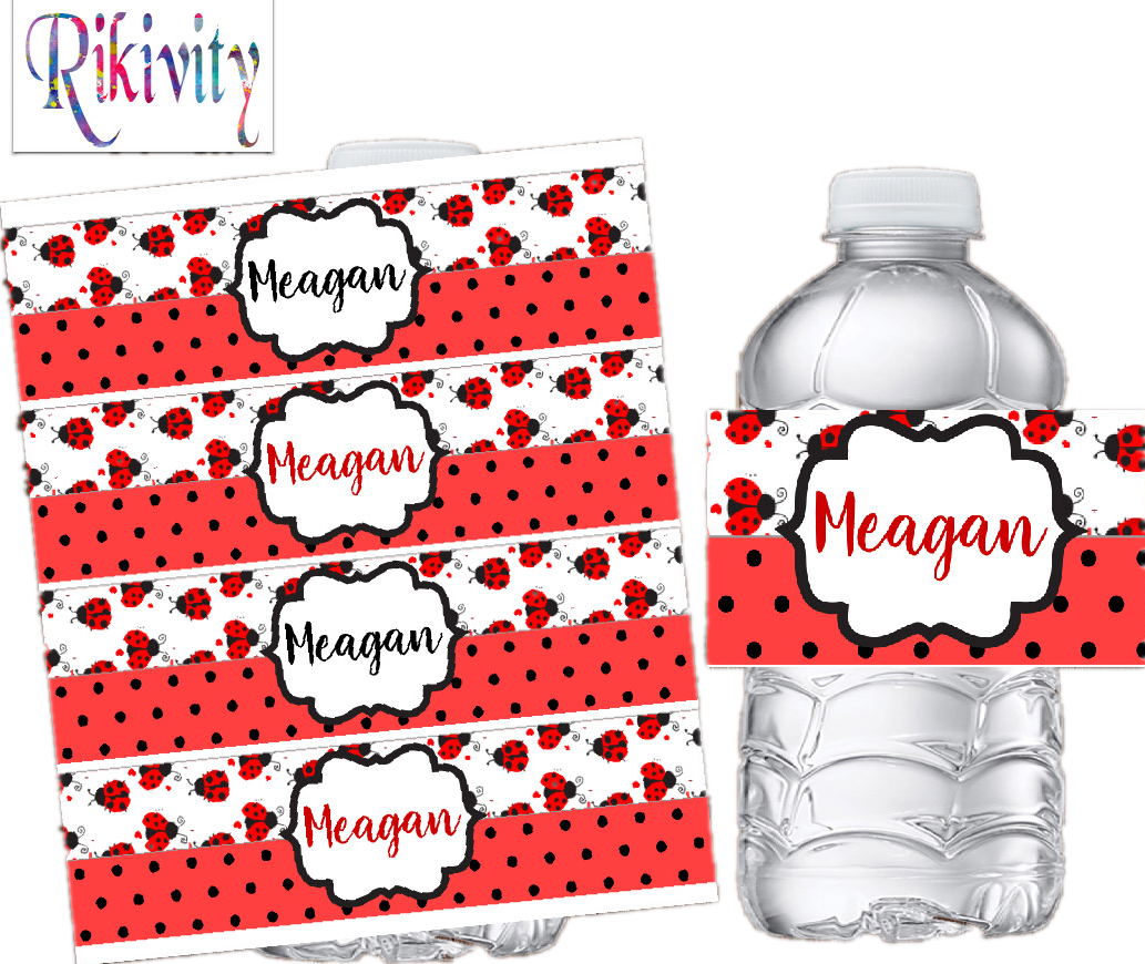 Baby Food Bottle - Personalised Ladybug Red Polka Dot Water