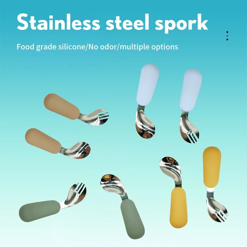 Baby Spoon Fork Set 316 Stainl - Baby Food Utensils Set ulasan dan harga