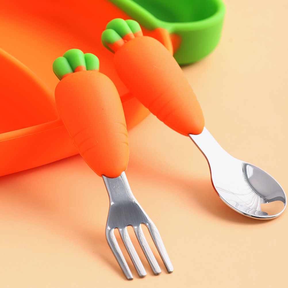 1Set Carrot Design Baby Tablew - Baby Food Utensils Set ulasan dan harga