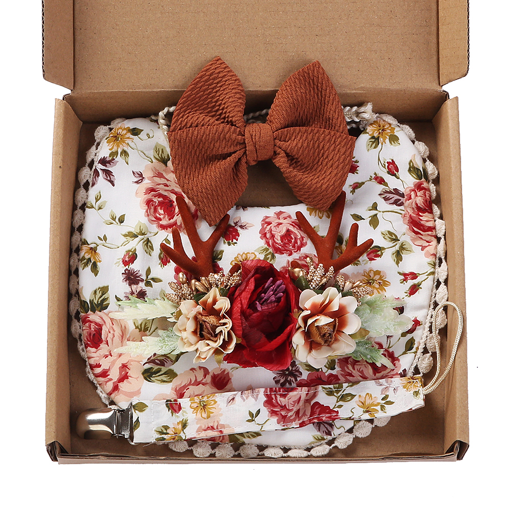 4Pcs/Set Flower Print Baby Bib - Food Box Baby ulasan dan harga