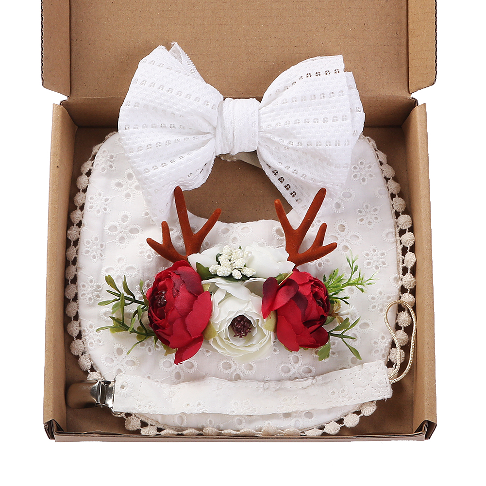 4Pcs/Set Flower Print Baby Bib - Food Box Baby ulasan dan harga