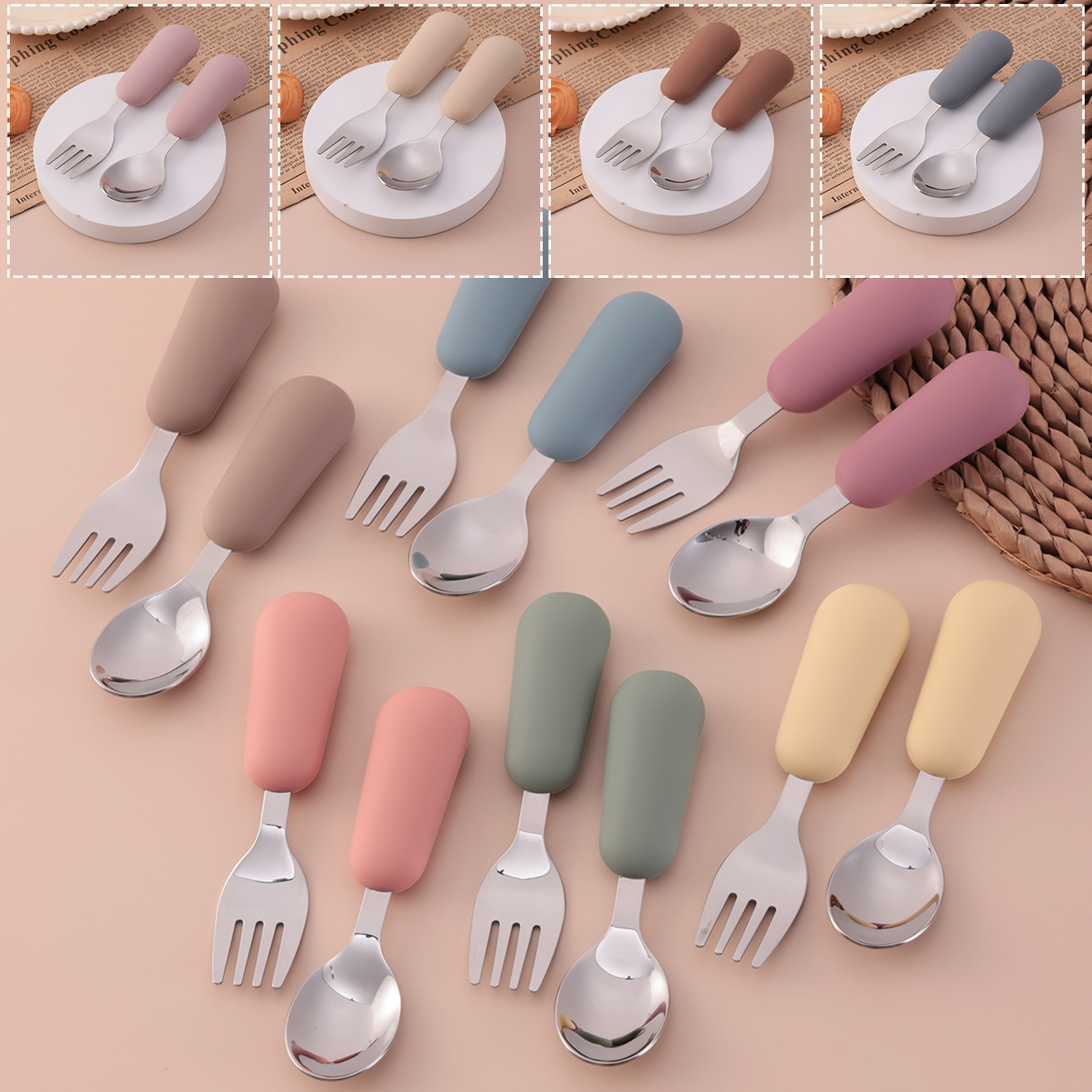 Color Kids 2PCS Stainless Stee - Baby Food Utensils Set ulasan dan harga