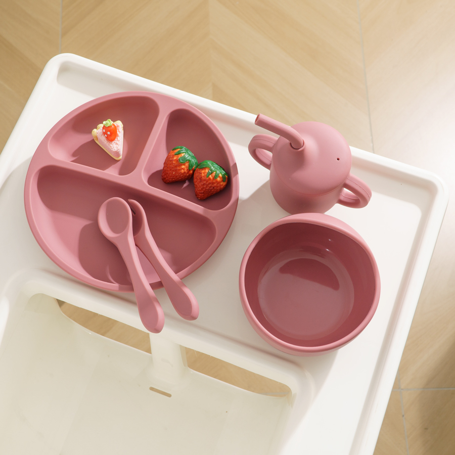 5PCS Baby Silicone Tableware S - Baby Food Utensils Set ulasan dan harga