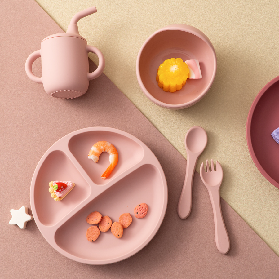5PCS Baby Silicone Tableware S - Baby Food Utensils Set ulasan dan harga