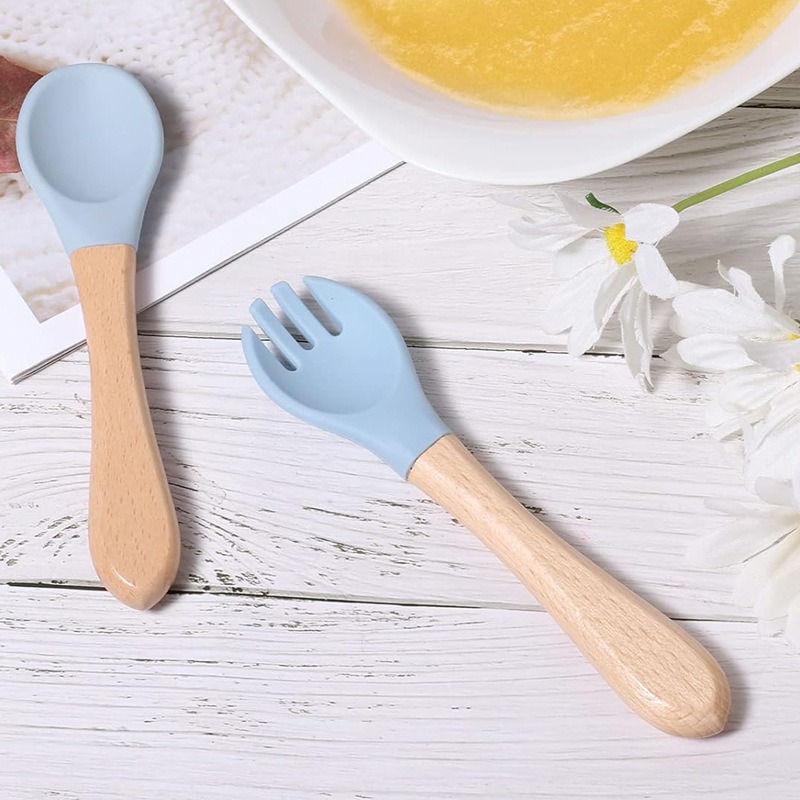 Baby Silicone Spoon Fork Set S - Baby Food Utensils Set ulasan dan harga