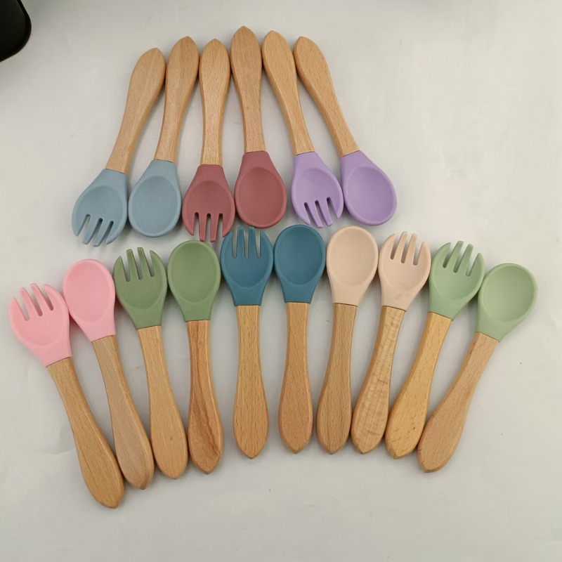 Baby Silicone Spoon Fork Set S - Baby Food Utensils Set ulasan dan harga