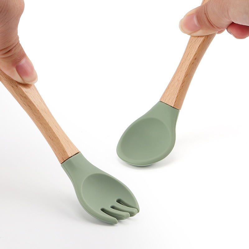 Baby Silicone Spoon Fork Set S - Baby Food Utensils Set ulasan dan harga