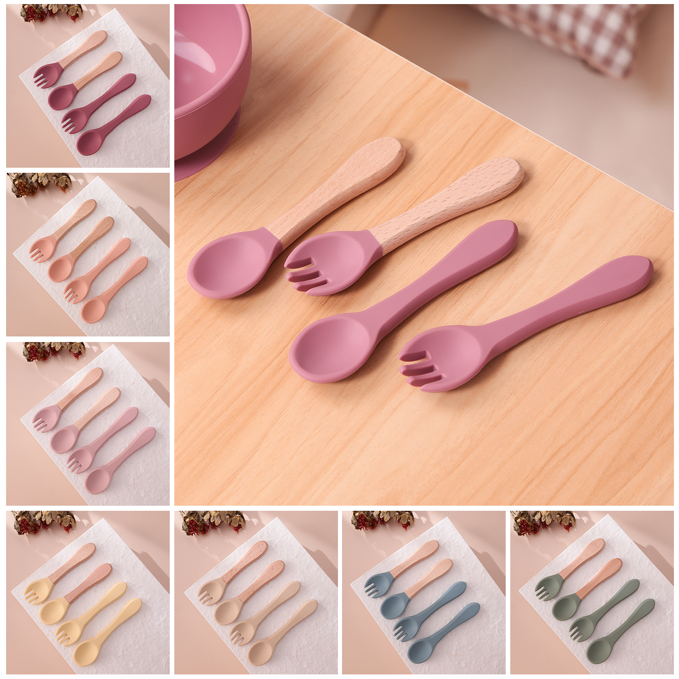 Color Kids 4PCS Silicone Baby  - Baby Food Utensils Set ulasan dan harga