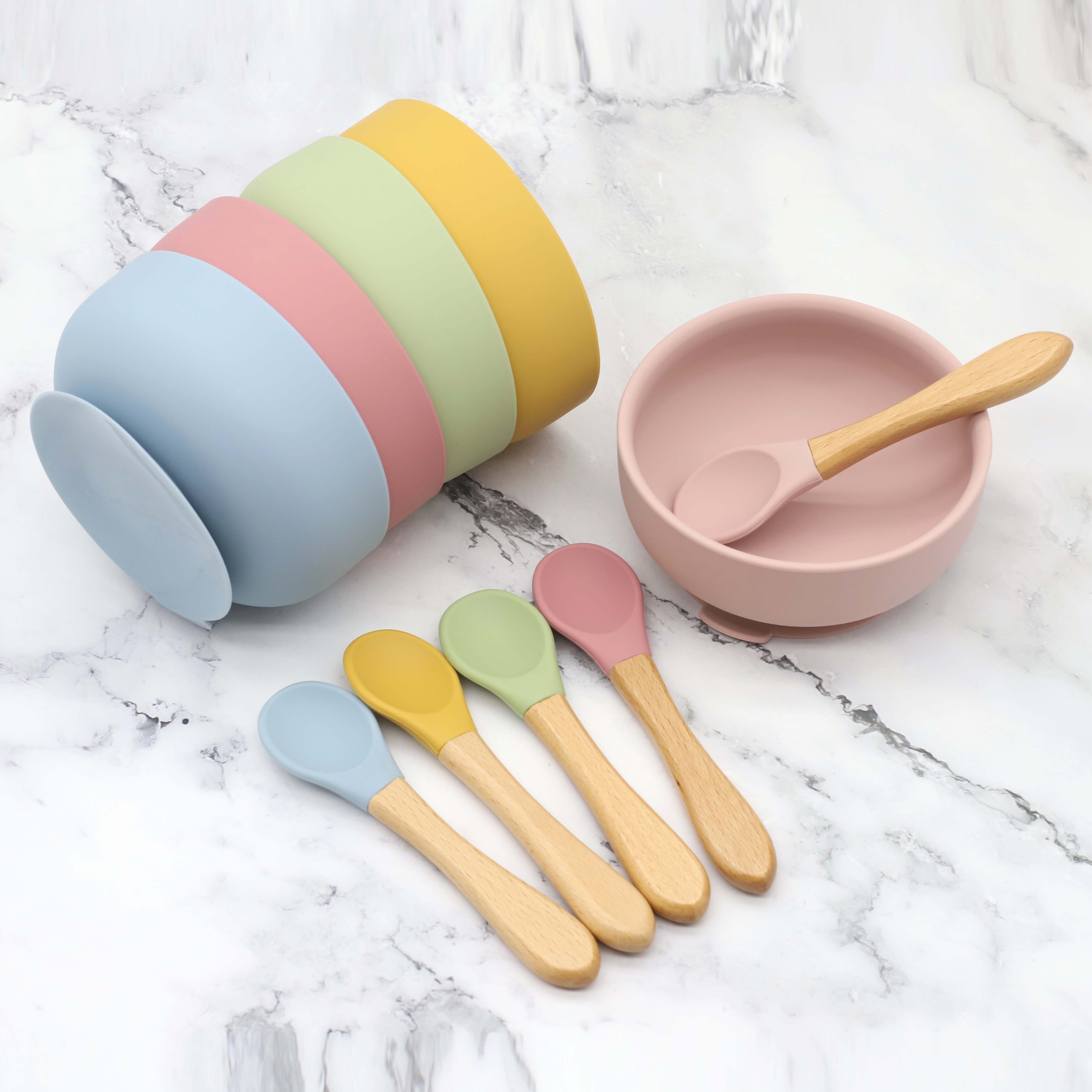 Silicone bowl with suction cup - Baby Food Utensils Set ulasan dan harga