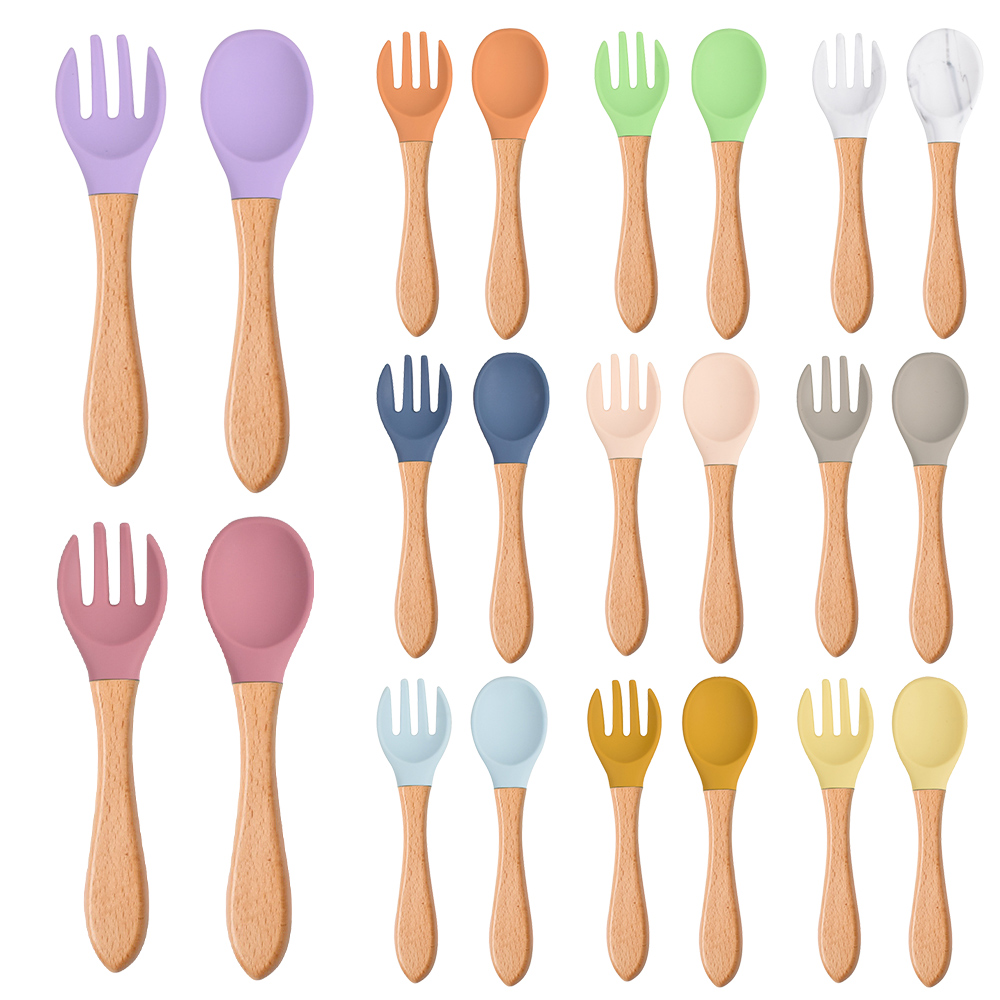 2Pcs/Set Baby Silicone Spoon F - Baby Food Utensils Set ulasan dan harga